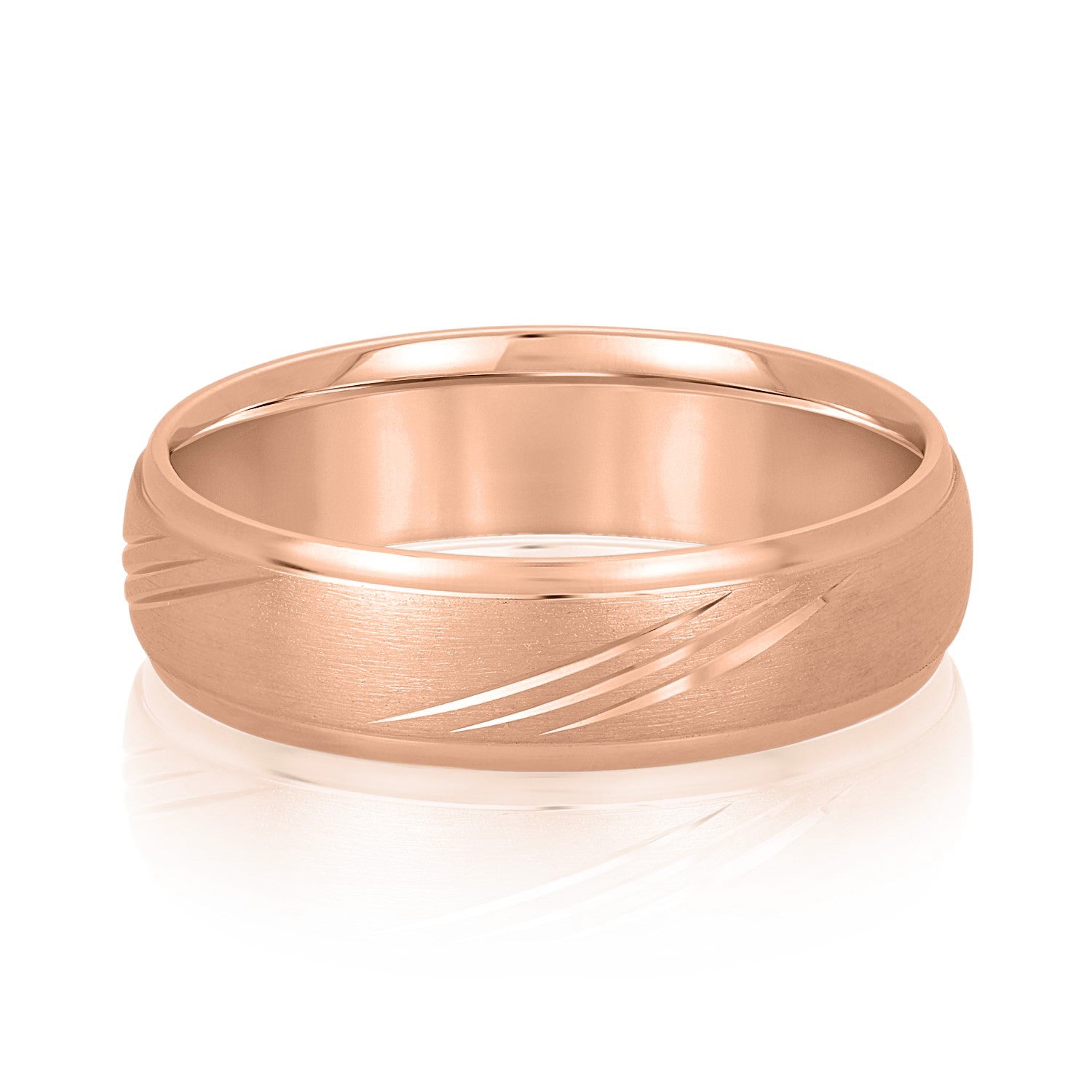 Men's Domed and Scratch Textured Wedding Band-VIRABYANI